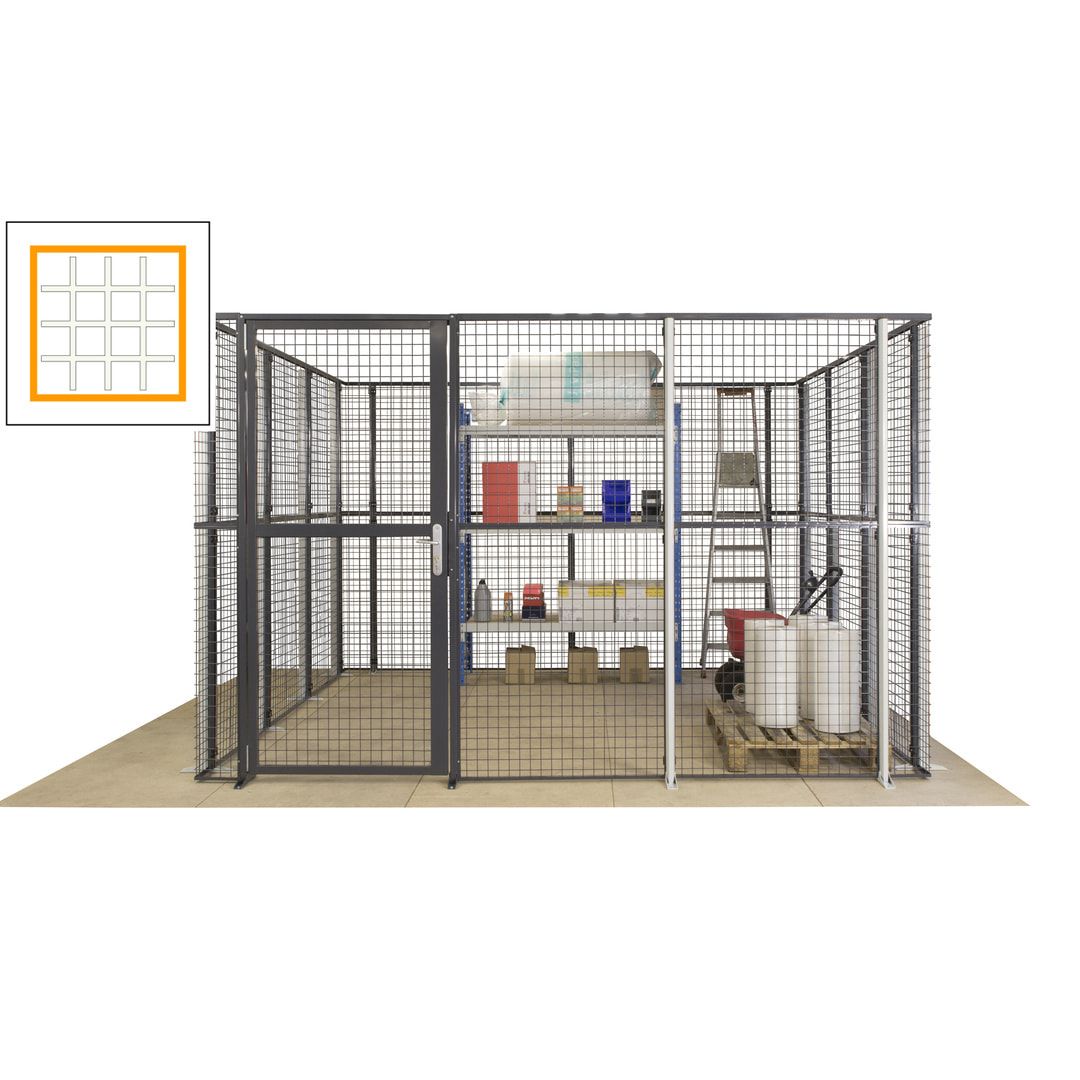 Maschinen Schutzgitter - Hallentrennwand - Sicherheitszaun - Tür - 108 m - 2.200 x 33.400 x 21.400 mm (HxBxT) - enzianblau