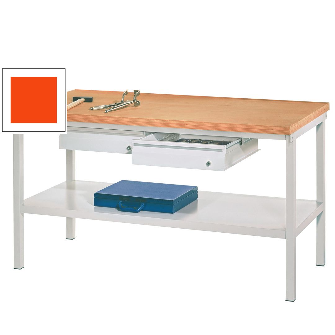Werkbank mit Ablageboden - 2 Schubladen - 900 x 1.500 x 700 mm (HxBxT) - Traglast 1.050 kg - anthrazitgrau
