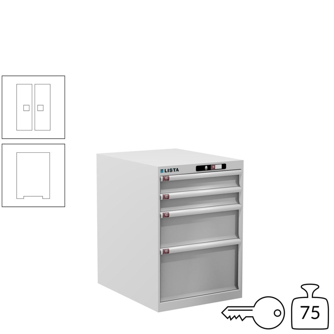 Lista Schubladenschrank - 14.371.010 - 800x564x725 mm (HxBxT) - 4 Schubladen - 75 kg - Key Lock - lichtblau (RAL 5012)