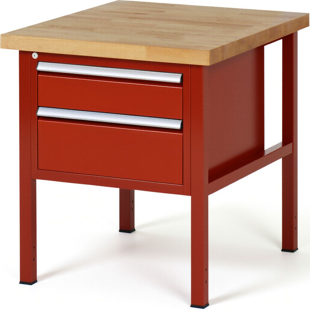 Werkbank - 2 Schubladen - Teilauszug - 150:1 / 210:1 - Höhe 840-1.040 mm - 750 x 900 mm - 1.250 kg - Buche - Anthrazitgrau