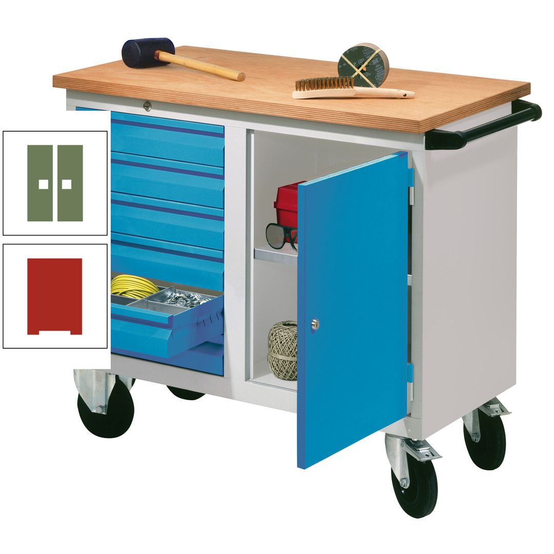 Mobile Werkbank - Werkstattwagen - 915 x 1.090 x 600 mm - 6 Schubladen und Schrankfach - anthrazitgrau