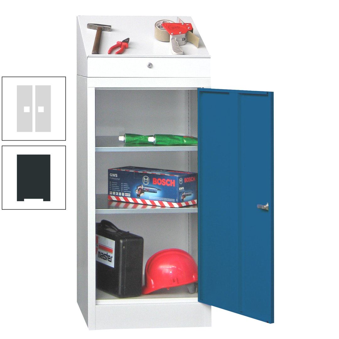 Stehpult mit Schrank - Vollblechtür - Zylinderschloss - 1.270x500x500 mm (HxBxT) - anthrazitgrau