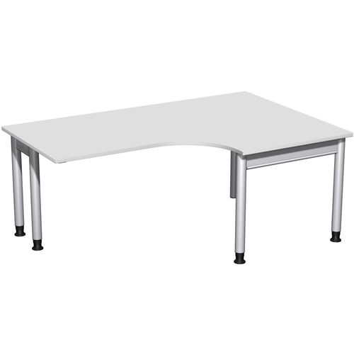 Eckschreibtisch, Eckteil 800 mm, rechts, Füße einseitig verkürzt, 4-Fuß Pro, höhenverstellbar, 680-800 x 1.600 x 1.200 mm (HxBxT), Dekor Ahorn