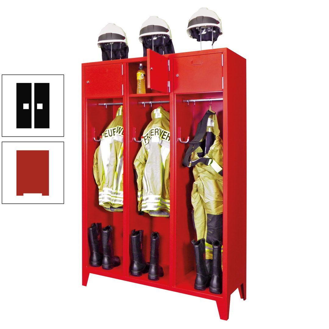 Feuerwehrschrank - 2 Abteile - Ablagefach mit Tür, Etikettenrahmen - 2.100 x 830 x 500 mm (HxBxT) - anthrazitgrau