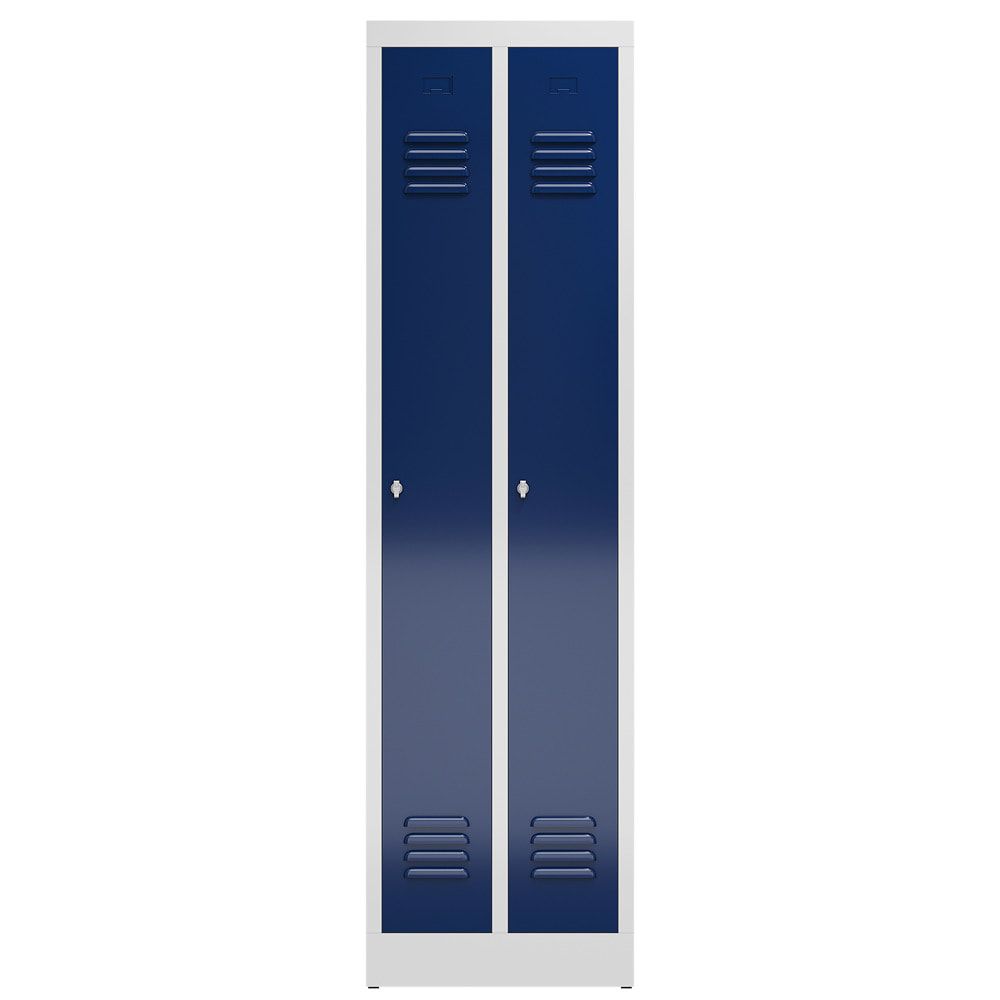 Garderobenschrank, Garderobenspind, 2 Abteile, 1.800 x 500 x 500 mm (HxBxT), Stahl, Drehriegelverschluss, Korpus: lichtgrau, Front: anthrazitgrau