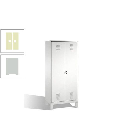 Doppel-Spind, Doppeltüren, Garderobenschrank mit Füßen, 2 Abteile a 400 mm, Korpus anthrazitgrau, Tür anthrazitgrau, 1.850 x 800 x 500 mm (HxBxT)