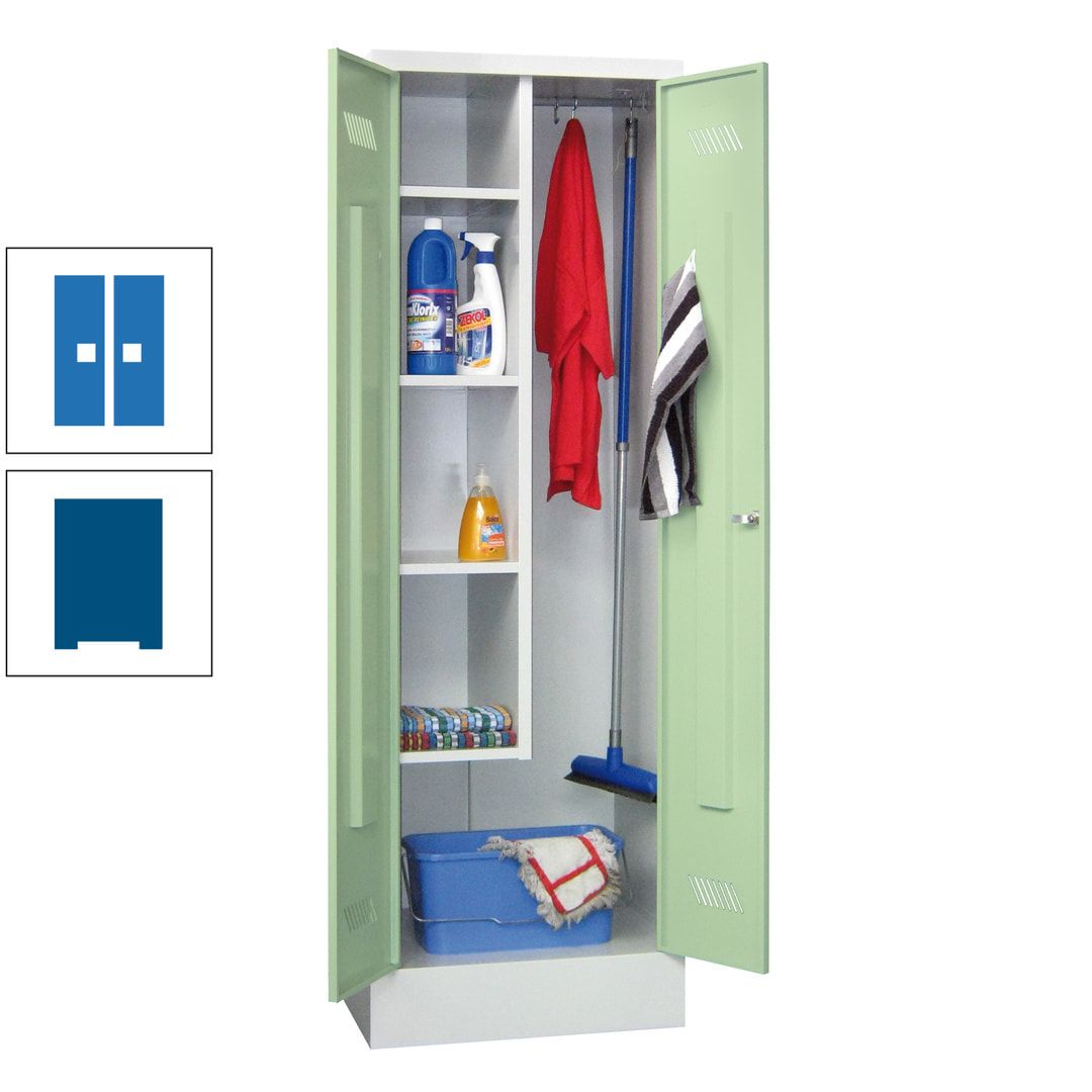 Putzschrank mit Sockel - 1 Abteil mit Trennwand - 1.850x600x500 mm (HxBxT) - Drehriegel - anthrazitgrau