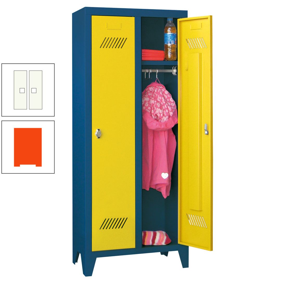 Spindschrank f. Kindergärten - mit Füßen - Höhe 1.300 mm - 2 Abteile a 250 mm - Zylinderschloss - anthrazitgrau