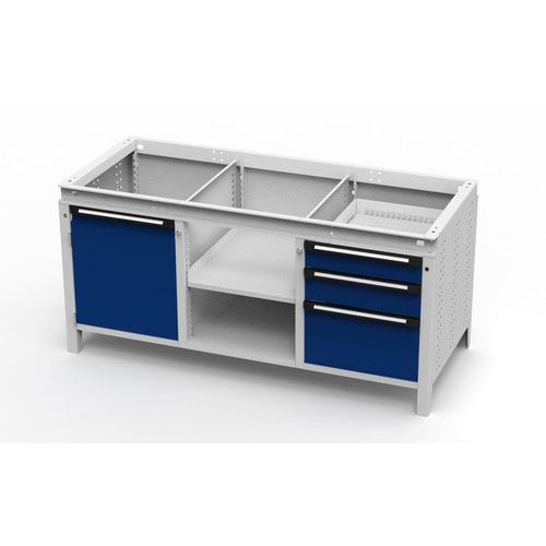 OTTOKIND Werkbank - bündige Arbeitsplatte - 850 x 1.695 x 750 mm (HxBxT) - 3 Schubladen - 1 Schrank - 2 Ablageböden - lichtgrau / anthrazitgrau