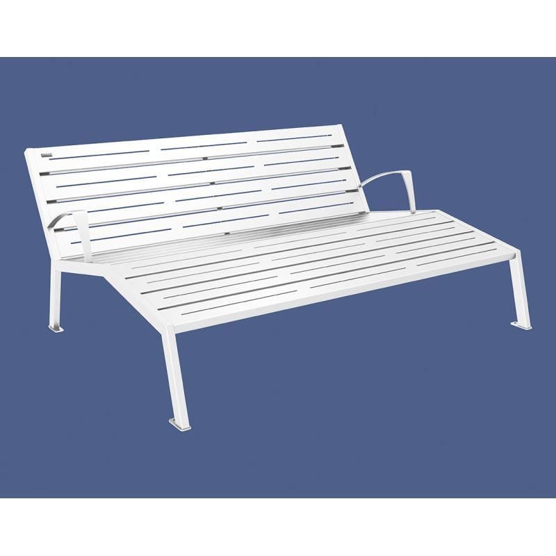 Liegestuhl aus Stahl - mit Armlehnen - 808 x 1.800 mm (HxB) - Farbe enzianblau - Parkbank - Gartenbank