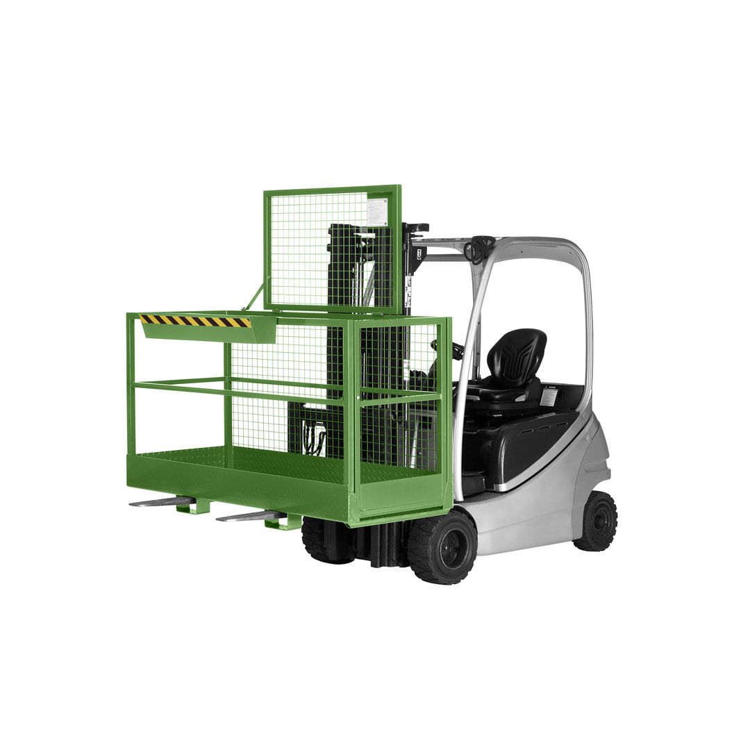 Arbeitsbühne für Stapler und Frontlader - Arbeitskorb - Montagebühne - Extra breit - Traglast 300 kg - 1.910 x 2.000 x 800 mm (HxBxT) - anthrazitgrau