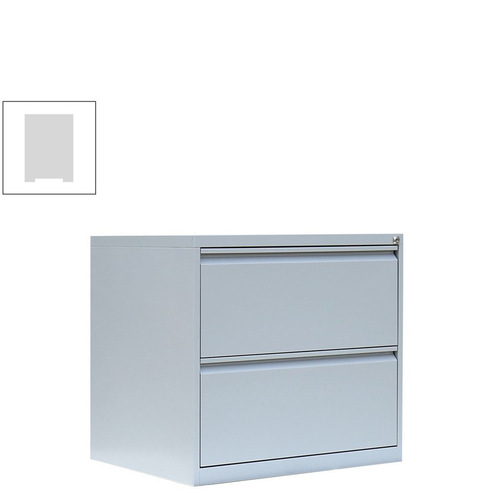 Hängeregistraturschrank, Hängeregisterschrank, 2 Schubladen, 2-bahnig, DIN A4, 700 x 760 x 620 mm (HxBxT), Korpus- und Schubladenfarbe: lichtgrau