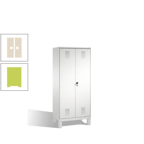 Doppel-Spind, Doppeltüren, Garderobenschrank mit Füßen, 2 Abteile a 400 mm, Korpus anthrazitgrau, Tür anthrazitgrau, 1.850 x 800 x 500 mm (HxBxT)