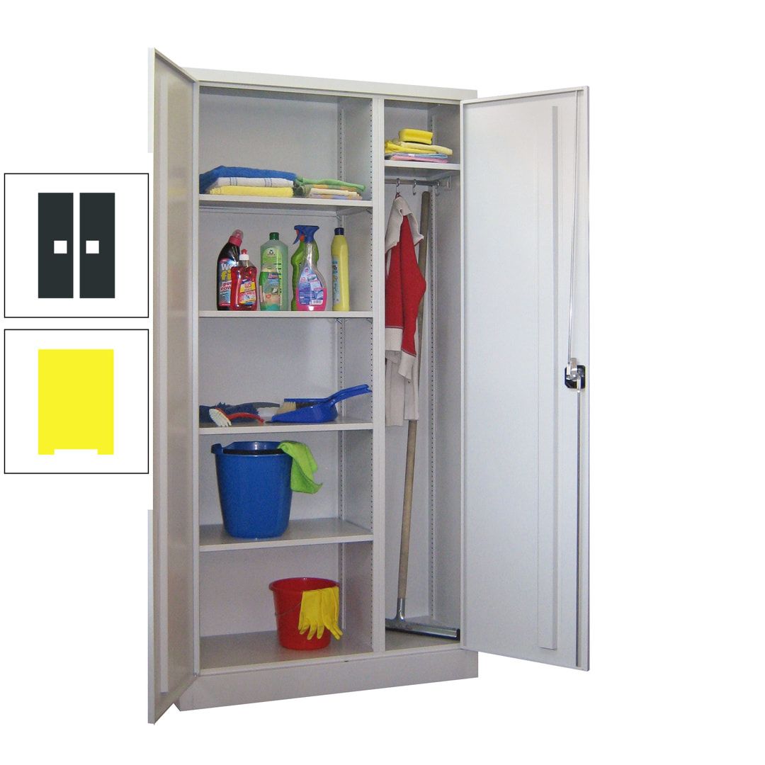 Putzschrank mit Trennwand - 1.950x1.000x400 mm (HxBxT) - Böden pulverbeschichtet - anthrazitgrau