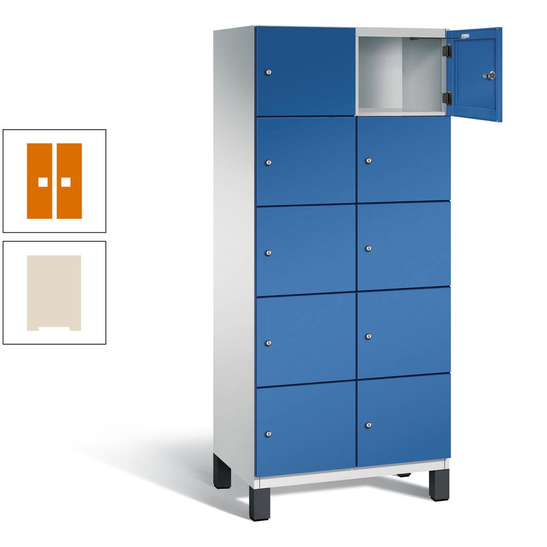 Fächerschrank, Stahlschrank, 10 Fächer, Türöffnungsbegrenzer, Füße, 1.980 x 800 x 525 mm (HxBxT), Korpus anthrazitgrau, Front anthrazitgrau