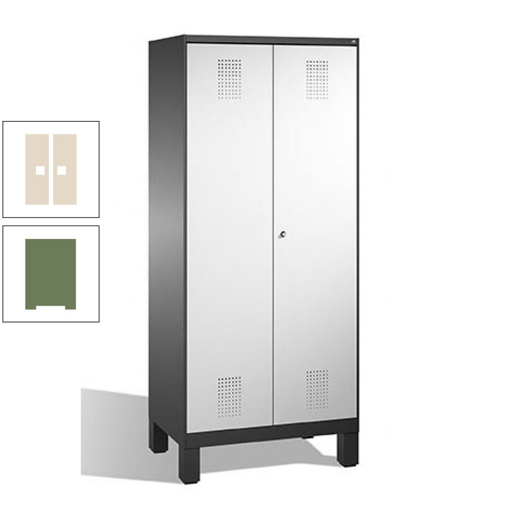 Mehrzweckschrank, Doppeltüren, auf Füßen, 2 Abteile a 400 mm, Korpus anthrazitgrau, Tür anthrazitgrau, 1.850 x 800 x 500 mm (HxBxT)