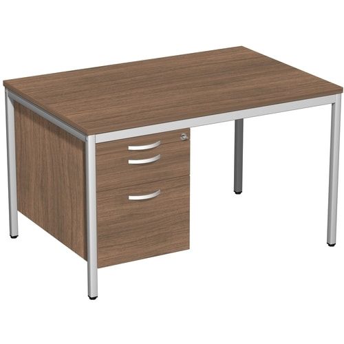 Schreibtisch 4-Fuß Eco - Hängecontainer - 3 Schubfächer - abschließbar - 720 x 1.200 x 800 mm (HxBxT) - Gestell lichtgrau - Ahorn