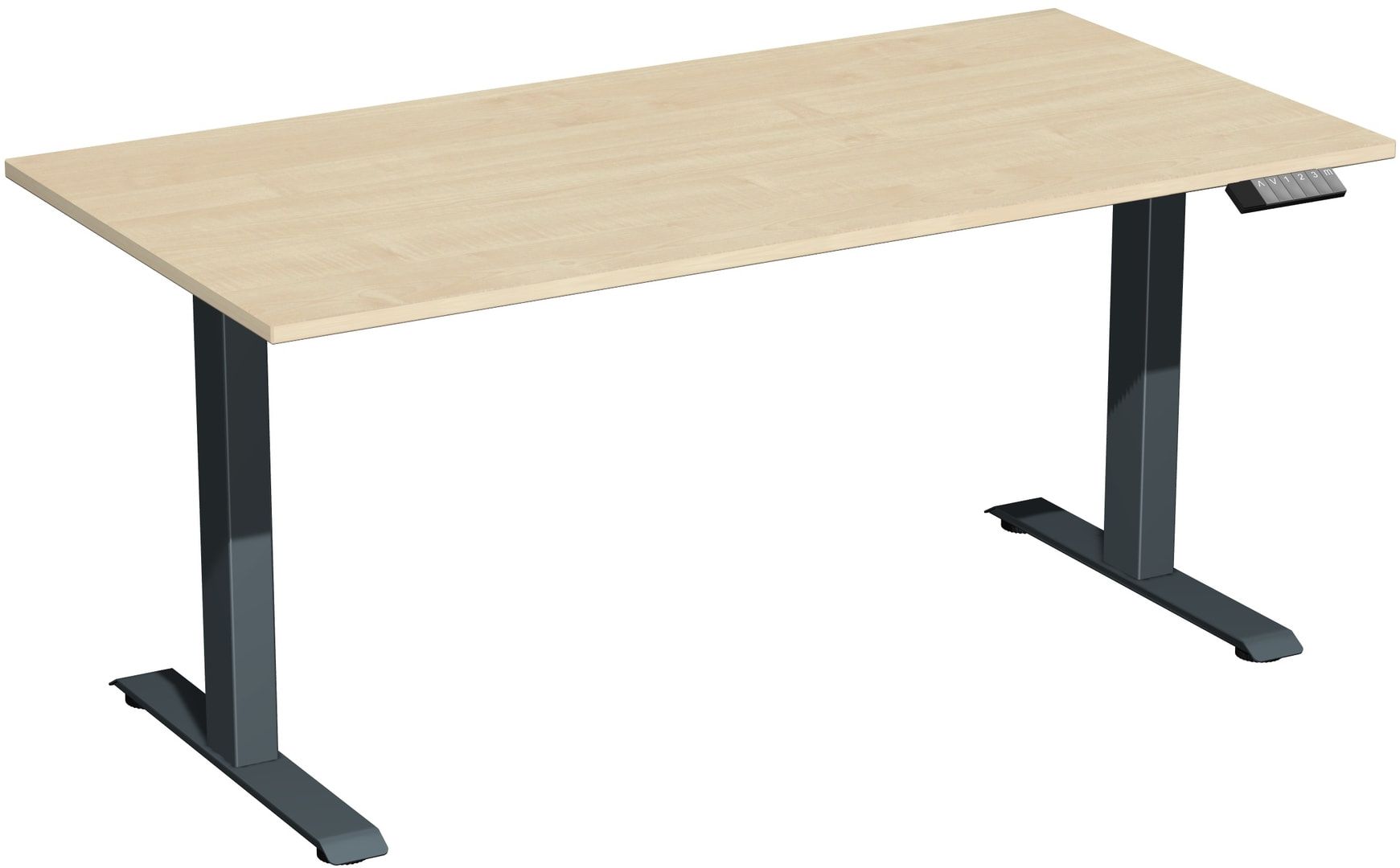 Schreibtisch, Elevate Basic, elektronisch höhenverstellbar, 730 - 1.230 x 1.200 x 800 mm (HxBxT), Gestell anthrazit, Dekor Ahorn