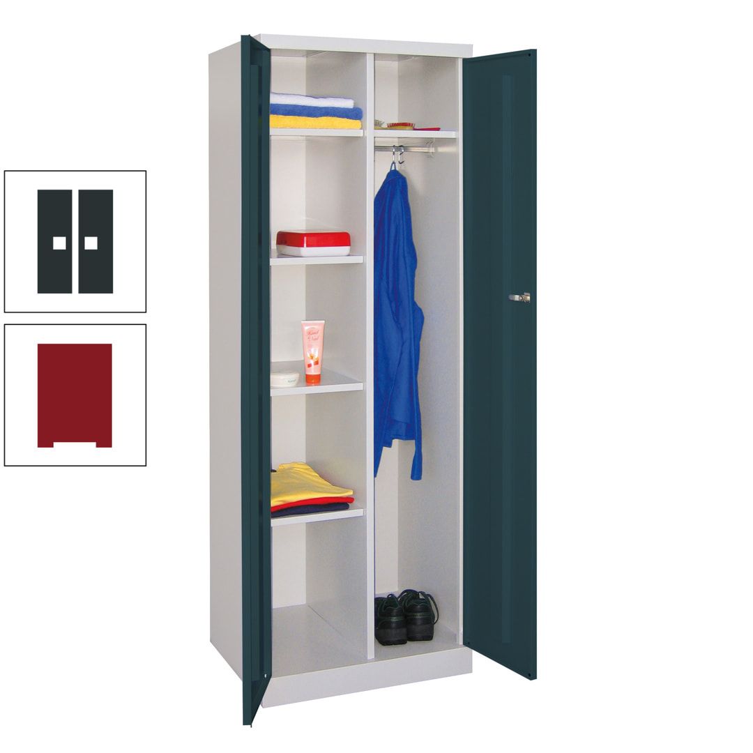 Kleiderschrank mit Sockel - Spind - 1 Abteil mit Trennwand - 1.800x600x500 mm (HxBxT) - Zylinderschloss - anthrazitgrau