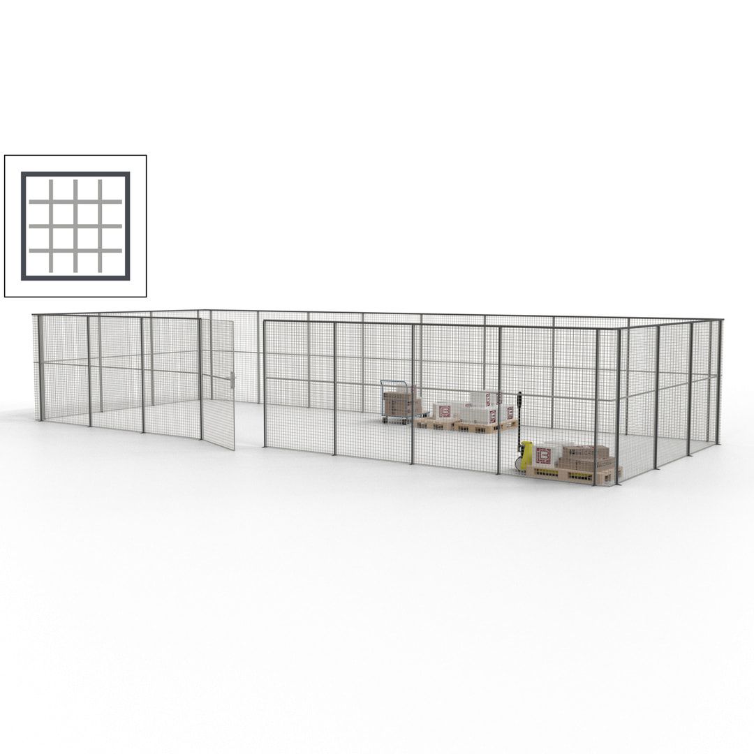 Maschinen Schutzgitter - Hallentrennwand - Sicherheitszaun - Tür - 33 m - 2.200 x 12.400 x 4.900 mm (HxBxT) - enzianblau