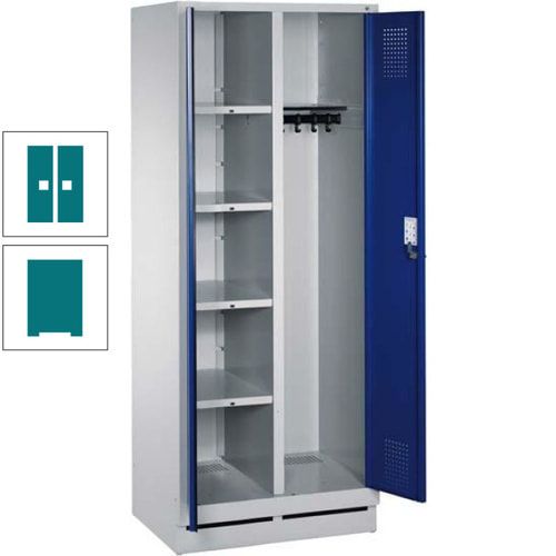 Mehrzweckschrank, Doppeltüren, Füße, 2 Abteile a 300 mm, Korpus anthrazitgrau, Tür anthrazitgrau, 1.800 x 600 x 500 mm (HxBxT)