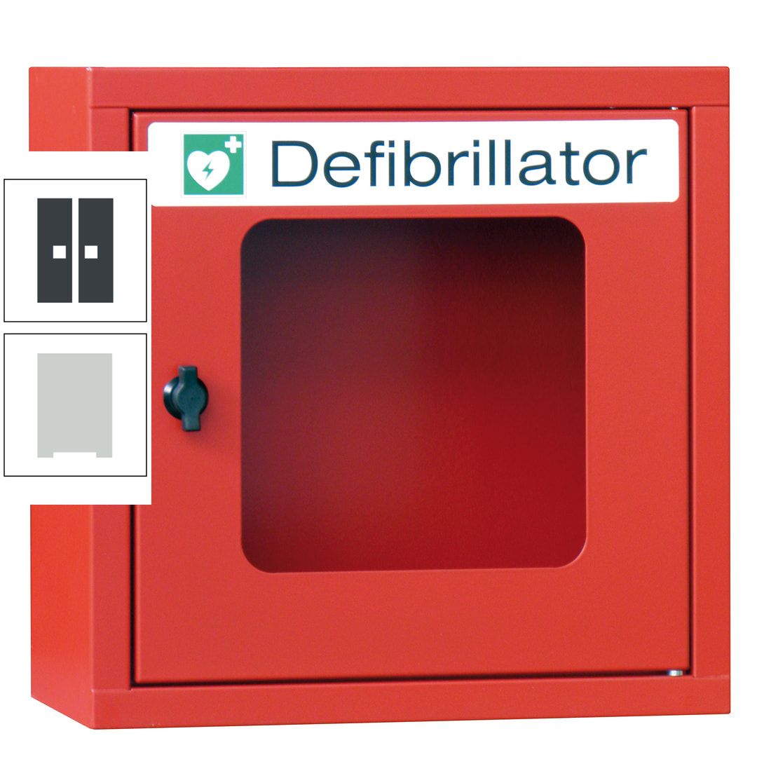 Defibrillatorenschrank - 400 x 400 x 200 mm (HxBxT) - Sichtfenster - anthrazitgrau
