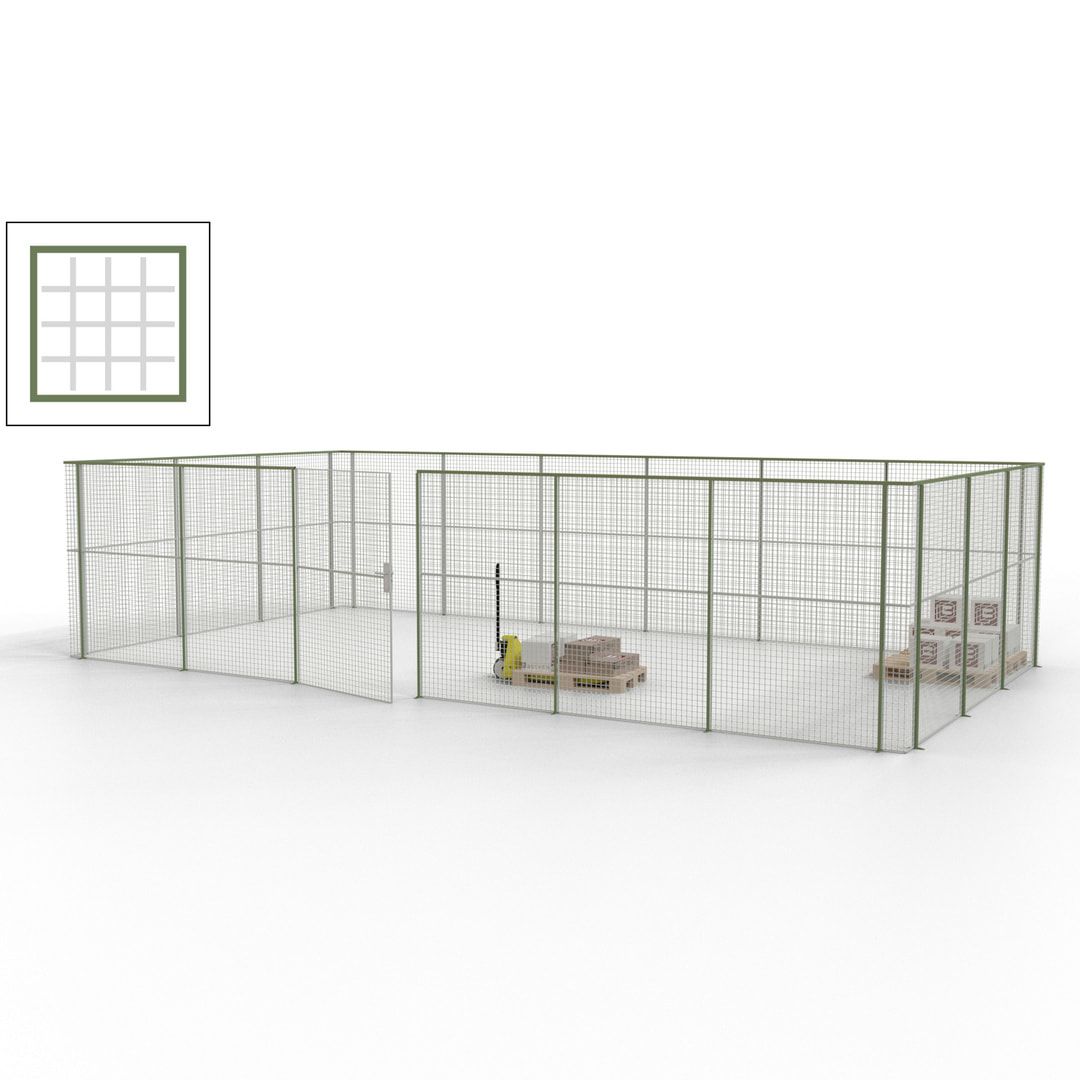 Maschinen Schutzgitter - Hallentrennwand - Sicherheitszaun - Tür - 27 m - 2.200 x 9.400 x 4.900 mm (HxBxT) - enzianblau