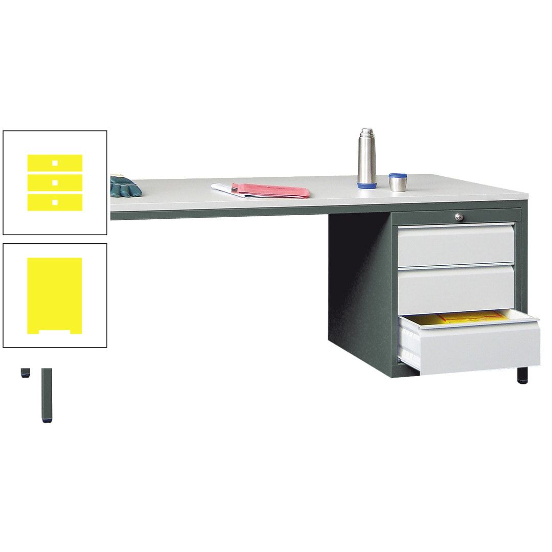 Meisterschreibtisch - 3 Schubladen 150 / 175 mm - 720 x 1.700 x 800 mm (HxBxT) - anthrazitgrau