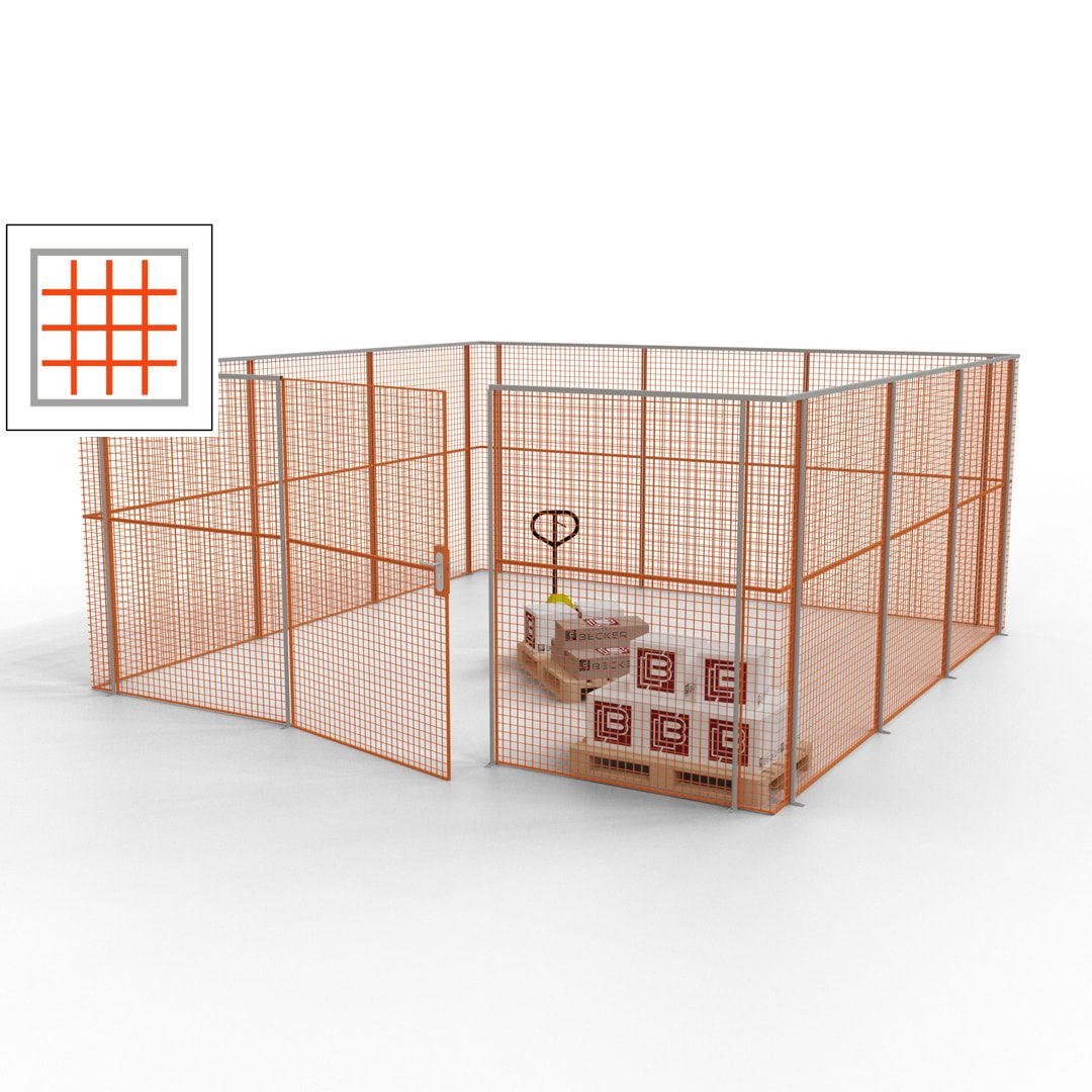 Maschinen Schutzgitter - Hallentrennwand - Sicherheitszaun - Tür - 18 m - 2.200 x 4.900 x 4.900 mm (HxBxT) - enzianblau