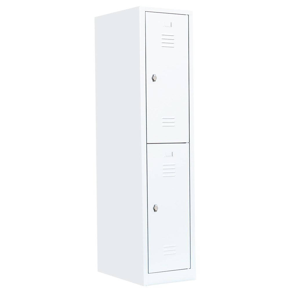 Garderobenschrank, Doppelstockspind, 1 Abteil, 2 Fächer, 1.800 x 415 x 500 mm (HxBxT), Stahl, Drehriegel, Korpus: lichtgrau, Front: anthrazitgrau