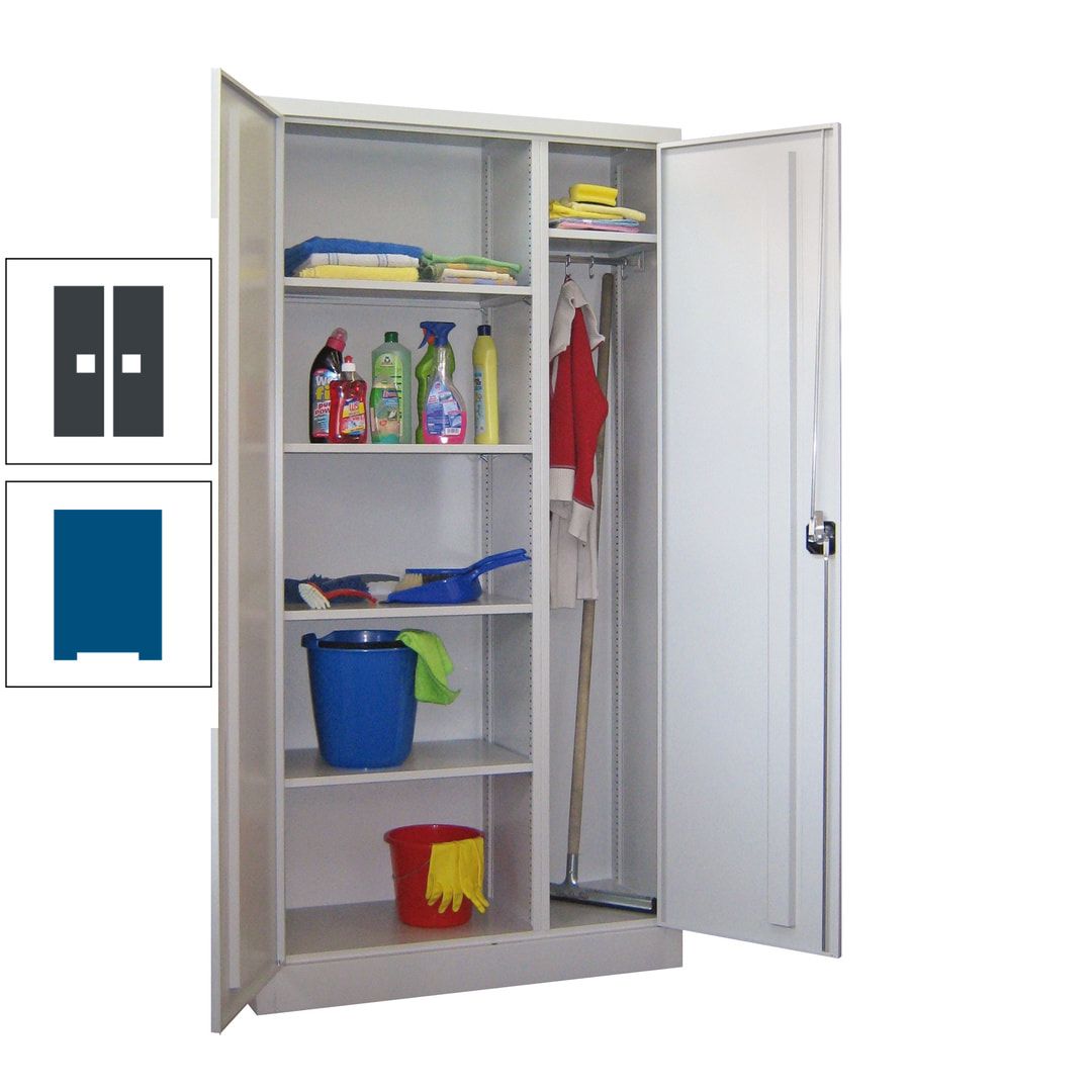 Putzschrank mit Trennwand - 1.950x1.000x400 mm (HxBxT) - Böden pulverbeschichtet - anthrazitgrau