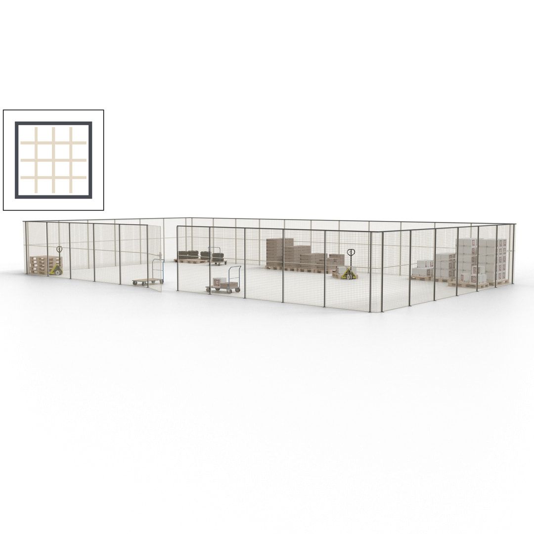 Maschinen Schutzgitter - Hallentrennwand - Sicherheitszaun - Tür - 51 m - 2.200 x 16.900 x 9.400 mm (HxBxT) - enzianblau