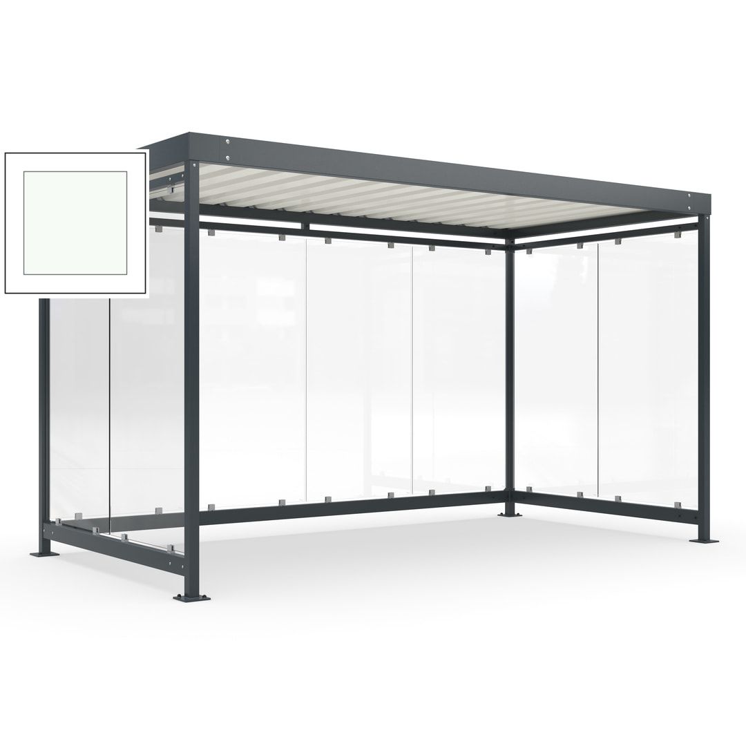 Fahrradunterstand, Fahrgastunterstand, Bushaltestelle, Bausatz, 12-13 Personen, 2.510 x 4.195 x 2.165 mm (HxBxT), 8 Wände, Achatgrau