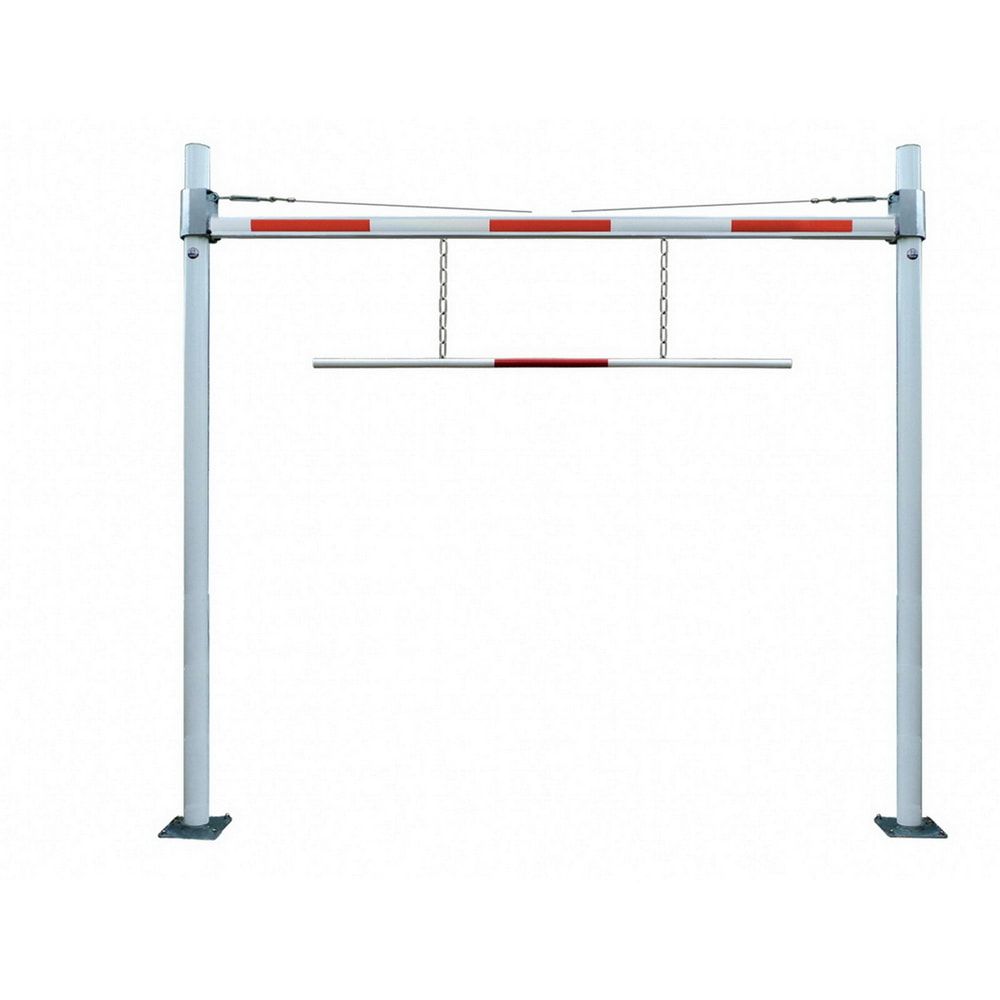 Starre Höhenbegrenzung für Parkplätze und Einfahrten, zum Aufdübeln, mit Reflexstreifen, maximale Durchfahrtshöhe 3.800 mm, Sperrbreite 10.000 mm