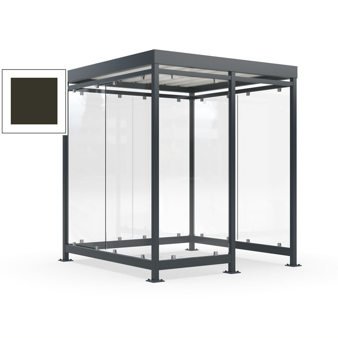 Raucherunterstand, Bushaltestelle, 7 Wände, 6-7 Personen, 2.510 x 2.165 x 2.165 mm (HxBxT), Farbe Achatgrau