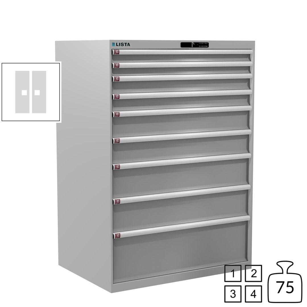 Lista Schubladenschrank - 12.550.010 - 1.450x1.023x725 mm (HxBxT) - 9 Schubladen - 200 kg - Key Lock - lichtblau (RAL 5012)