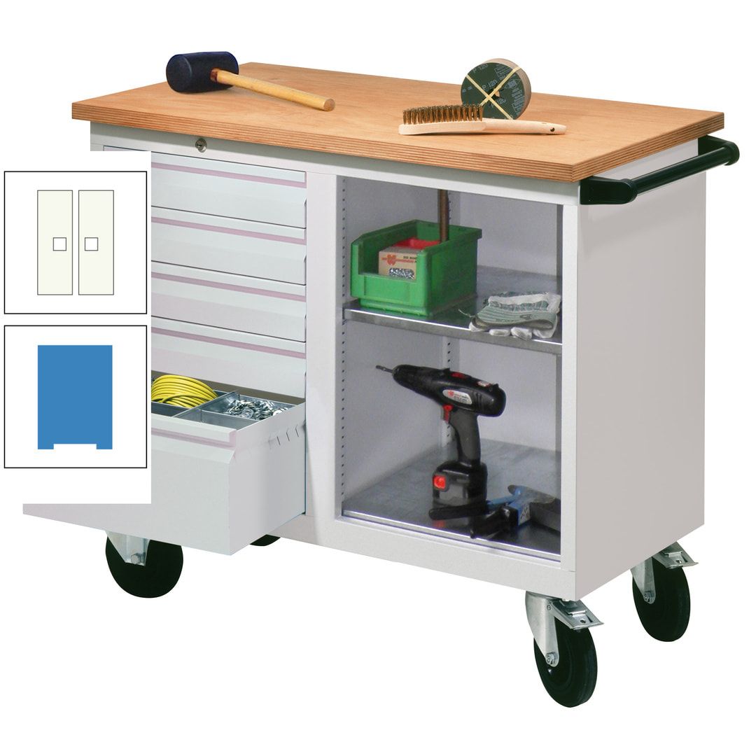Mobile Werkbank - Werkstattwagen - 915 x 1.090 x 600 mm - 5 Schubladen und Ablagefach - anthrazitgrau