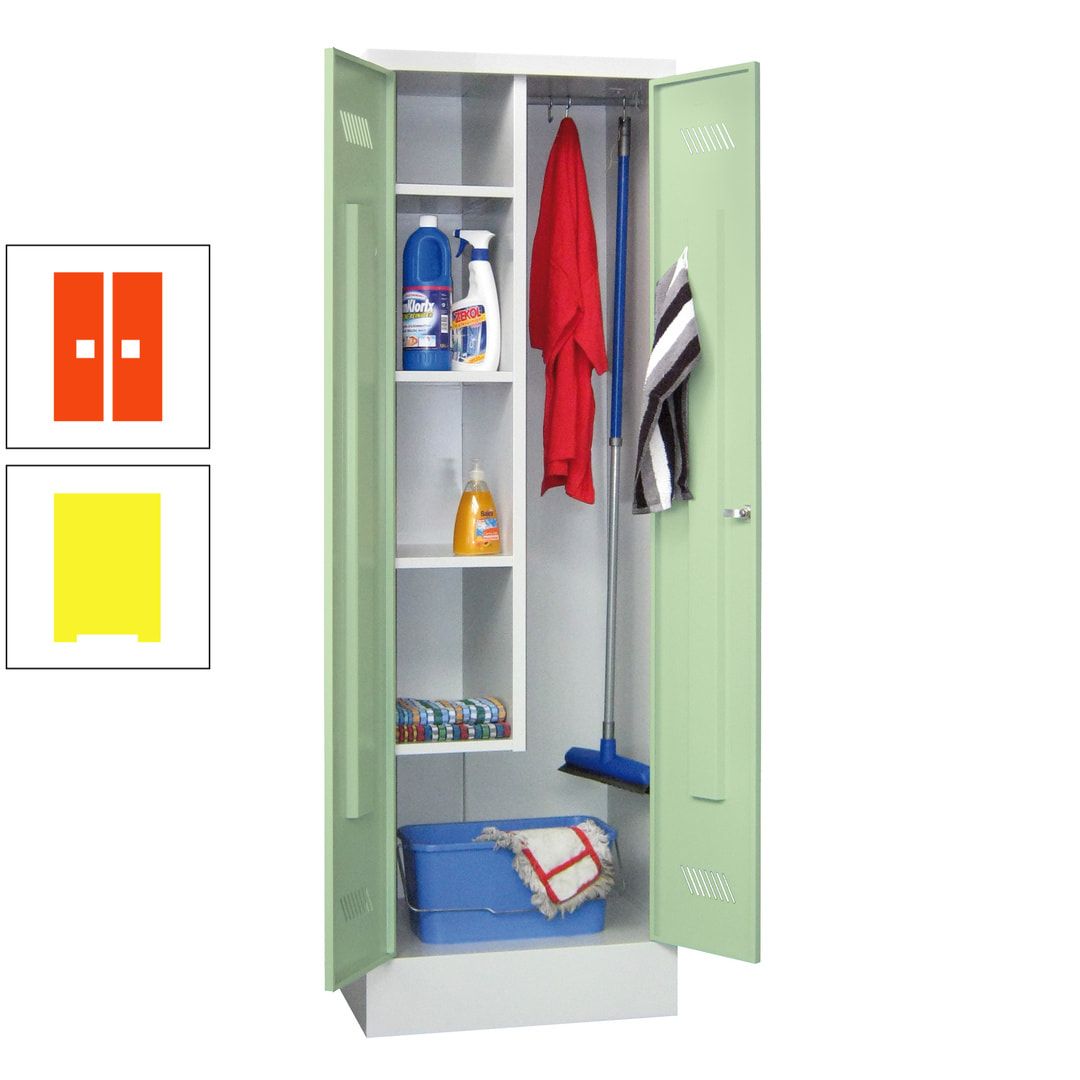 Putzschrank mit Sockel - 1 Abteil mit Trennwand - 1.850x600x500 mm (HxBxT) - Drehriegel - anthrazitgrau