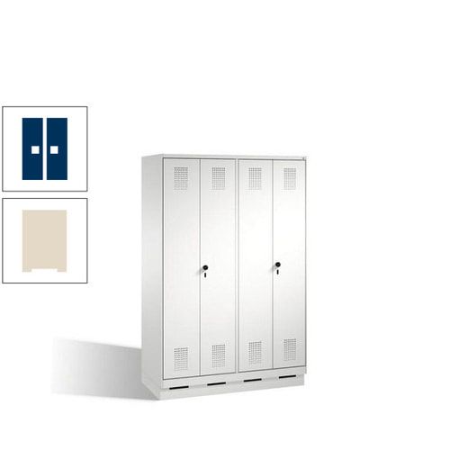 Doppel-Spind, Doppeltüren, Garderobenschrank mit Sockel, 4 Abteile a 300 mm, Korpus anthrazitgrau, Tür anthrazitgrau, 1.800 x 1.200 x 500 mm (HxBxT)
