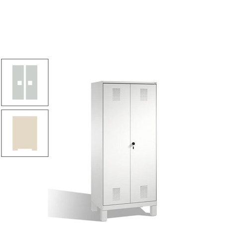 Doppel-Spind, Doppeltüren, Garderobenschrank mit Füßen, 2 Abteile a 400 mm, Korpus anthrazitgrau, Tür anthrazitgrau, 1.850 x 800 x 500 mm (HxBxT)