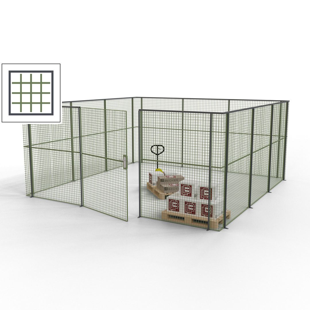 Maschinen Schutzgitter - Hallentrennwand - Sicherheitszaun - Tür - 18 m - 2.200 x 4.900 x 4.900 mm (HxBxT) - enzianblau