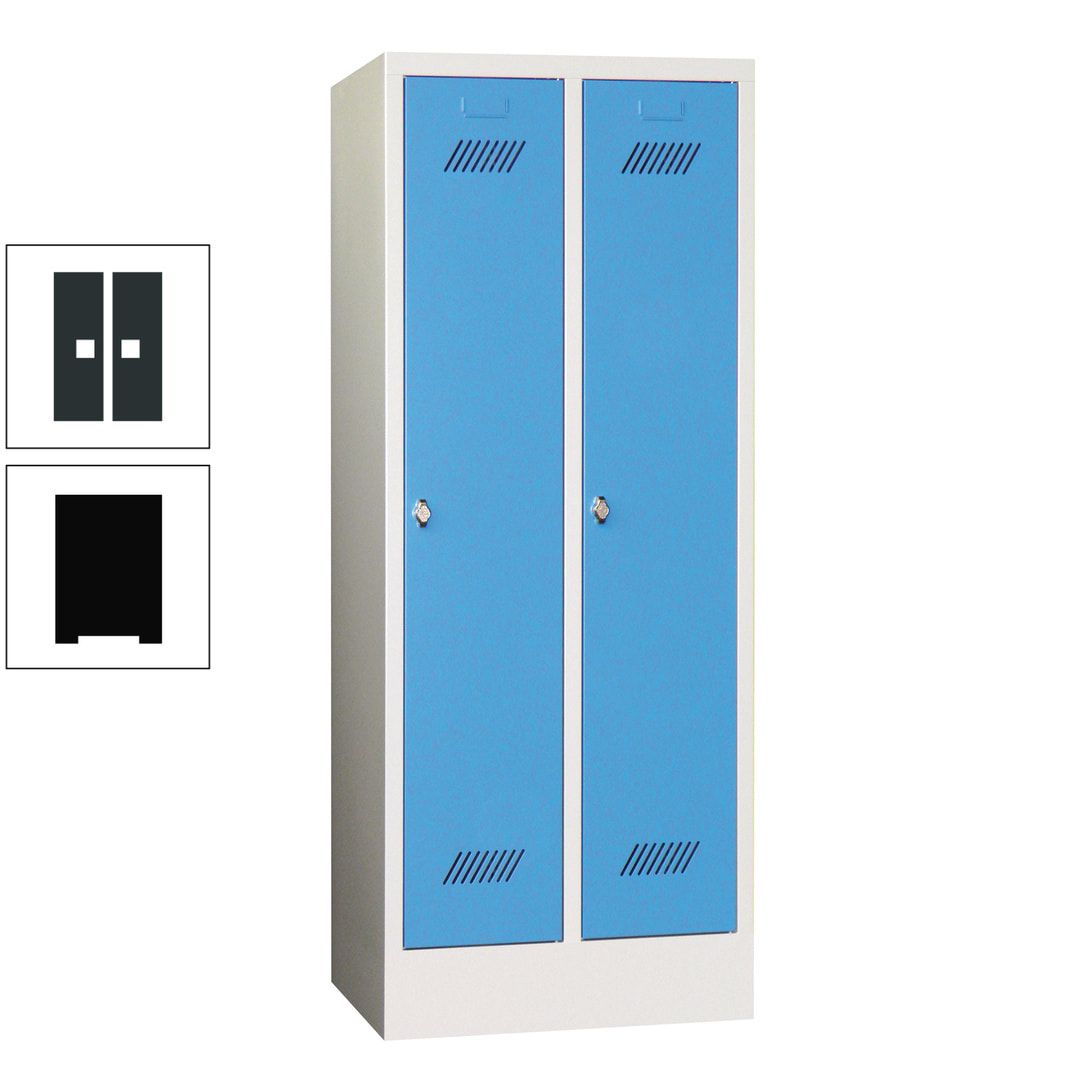 Spindschrank f. Schulen - mit Sockel - Höhe 1.600 mm - 2 Abteile a 300 mm - Drehriegel - anthrazitgrau