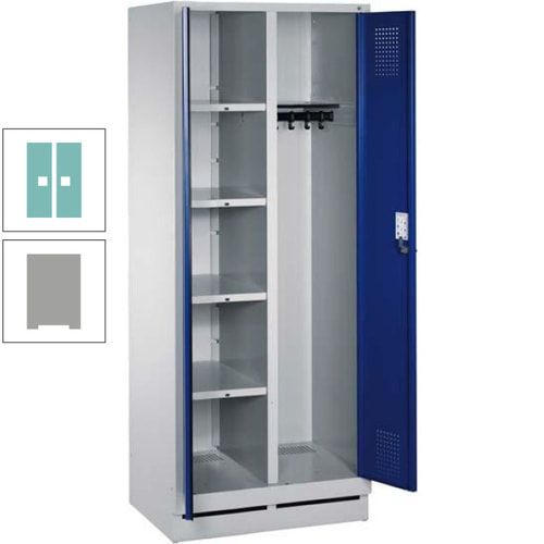Mehrzweckschrank, Doppeltüren, Füße, 2 Abteile a 300 mm, Korpus anthrazitgrau, Tür anthrazitgrau, 1.800 x 600 x 500 mm (HxBxT)