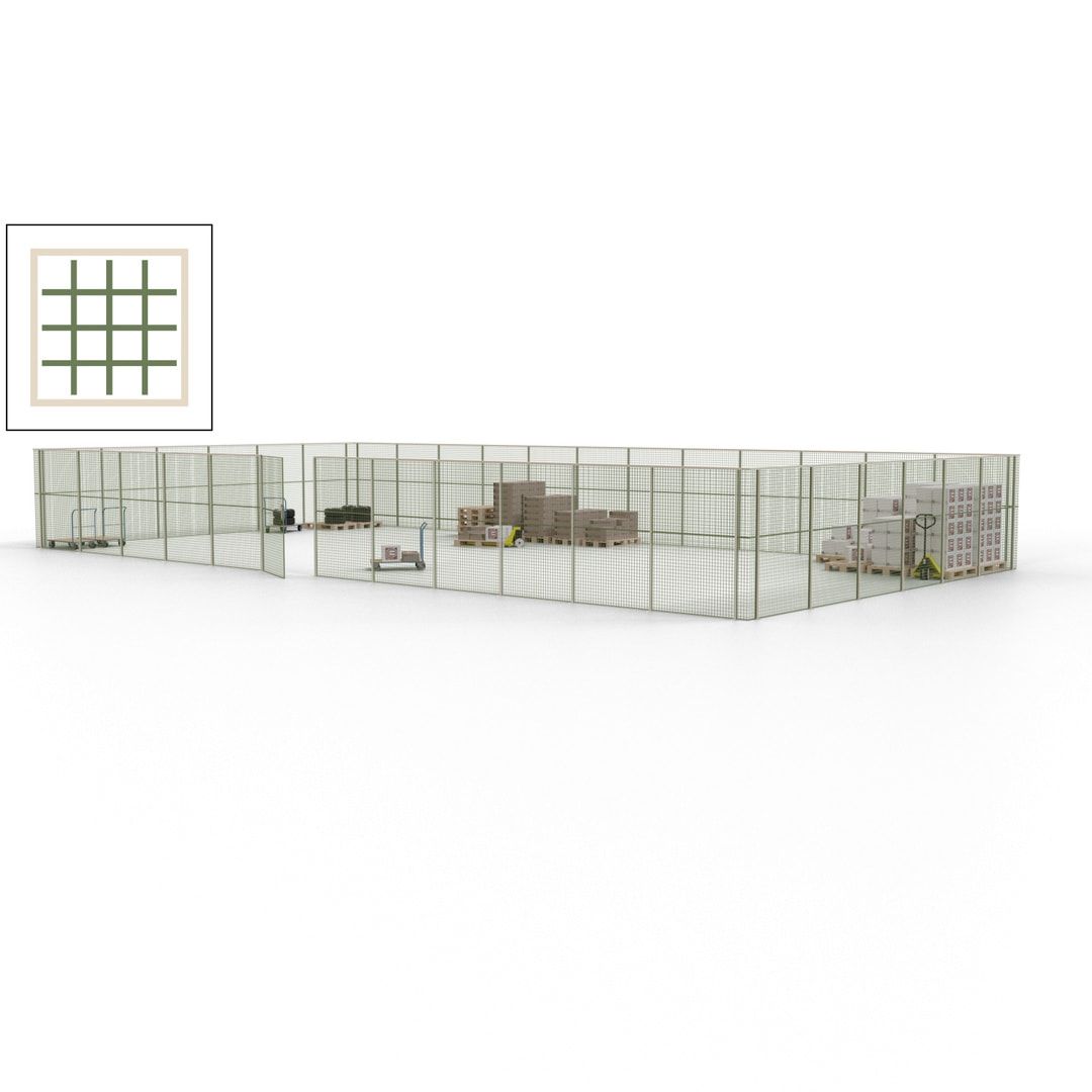 Maschinen Schutzgitter - Hallentrennwand - Sicherheitszaun - Tür - 54 m - 2.200 x 18.400 x 9.400 mm (HxBxT) - enzianblau