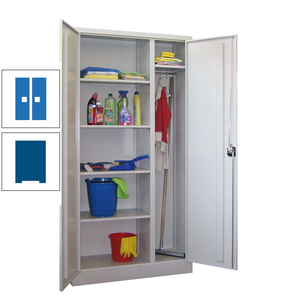 Putzschrank mit Trennwand - 1.950x1.000x400 mm (HxBxT) - Böden pulverbeschichtet - anthrazitgrau