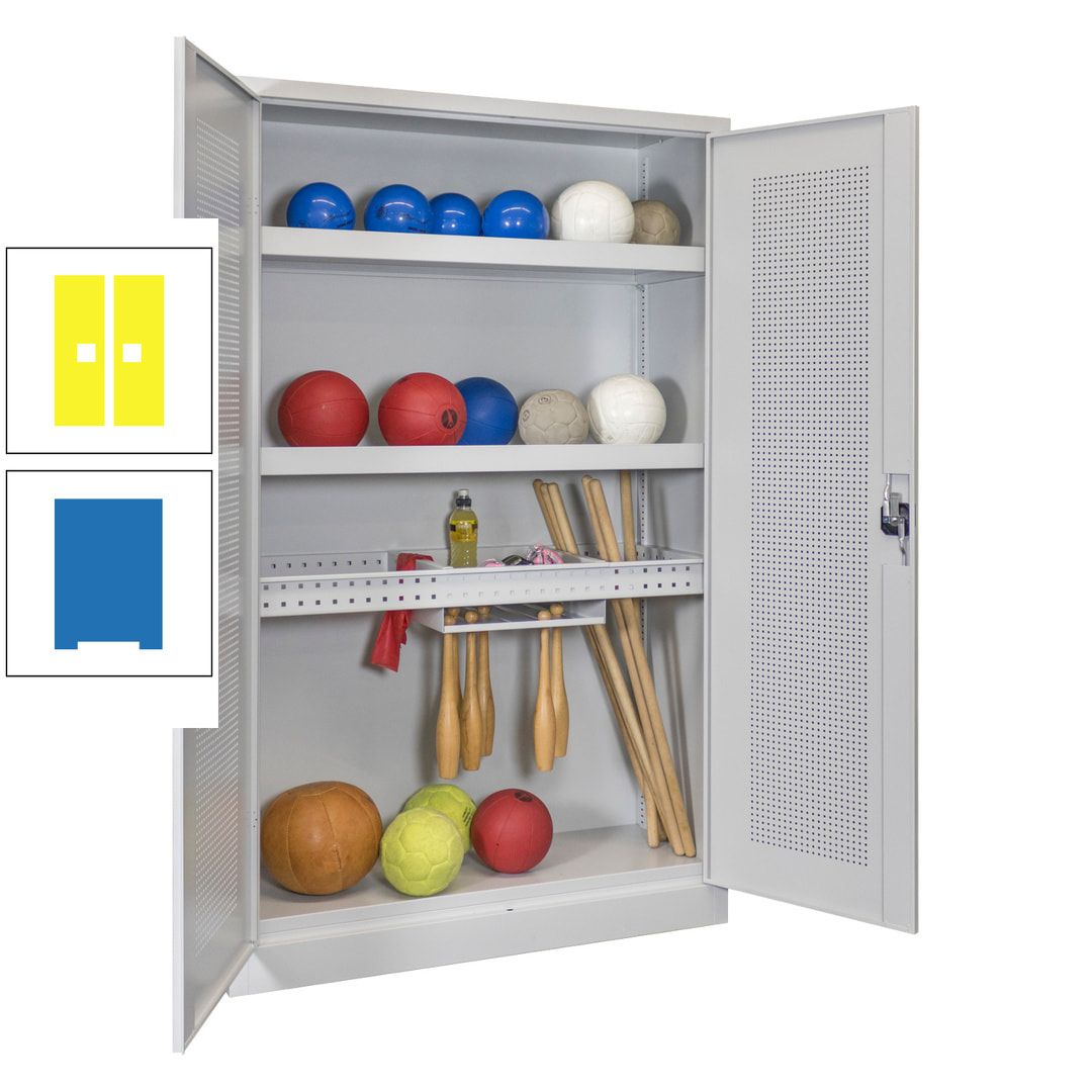 Sportschrank - Lochfeldtüren - Variante 2 - 1.950x1.200x500 mm (HxBxT) - anthrazitgrau