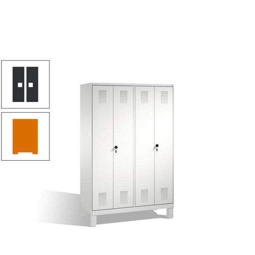 Doppel-Spind, Doppeltüren, Garderobenschrank mit Füßen, 4 Abteile a 300 mm, Korpus anthrazitgrau, Tür anthrazitgrau, 1.850 x 1.200 x 500 mm (HxBxT)