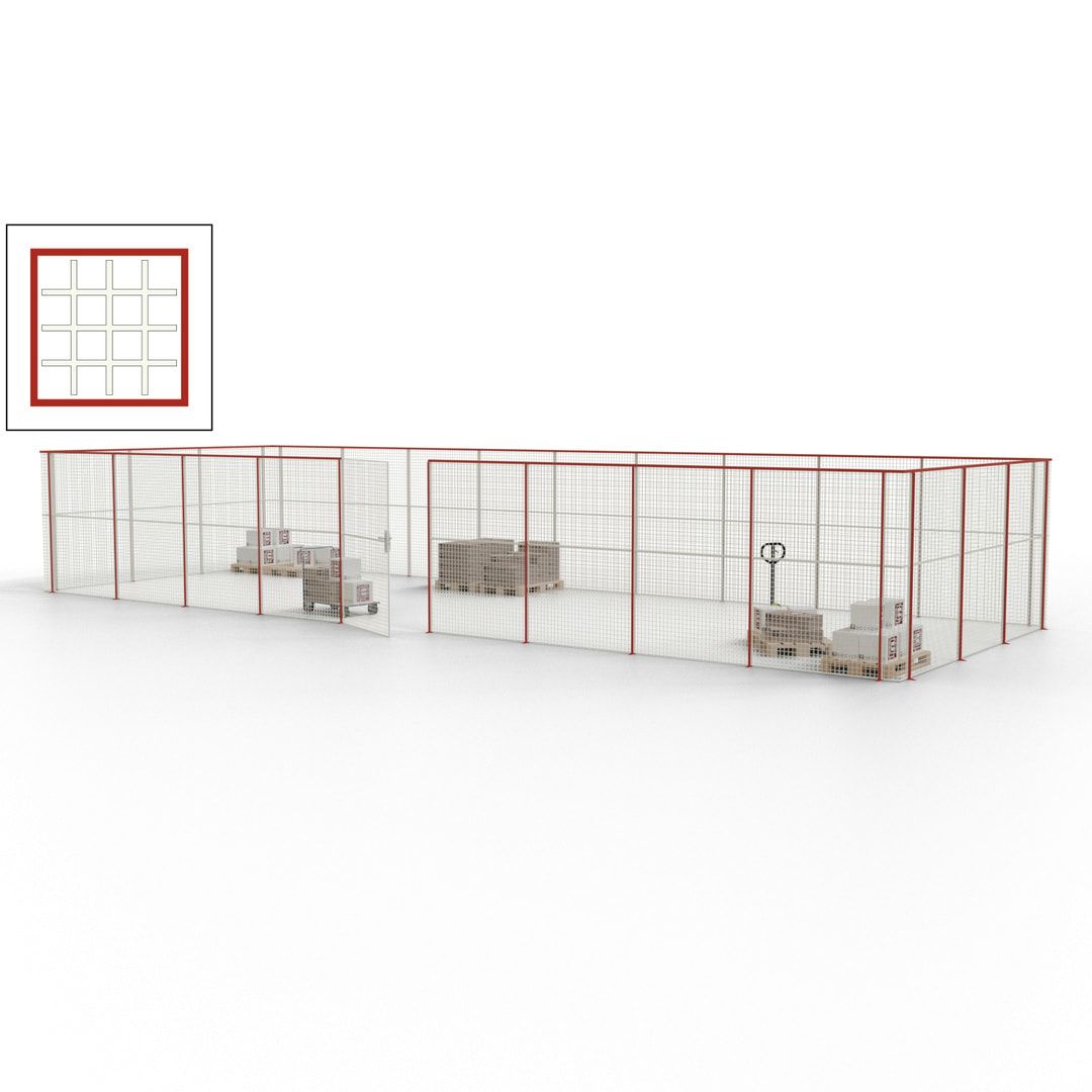 Maschinen Schutzgitter - Hallentrennwand - Sicherheitszaun - Tür - 36 m - 2.200 x 13.900 x 4.900 mm (HxBxT) - enzianblau