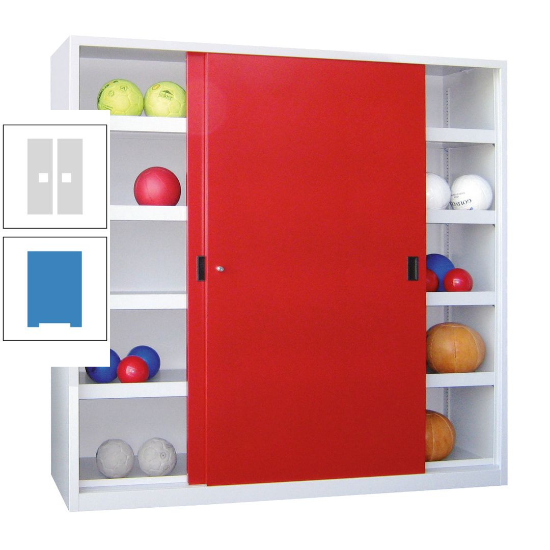 Ballschrank - Schiebetüren - Trennwand - 8 Böden - 1.950x1.500x600 mm (HxBxT) - anthrazitgrau