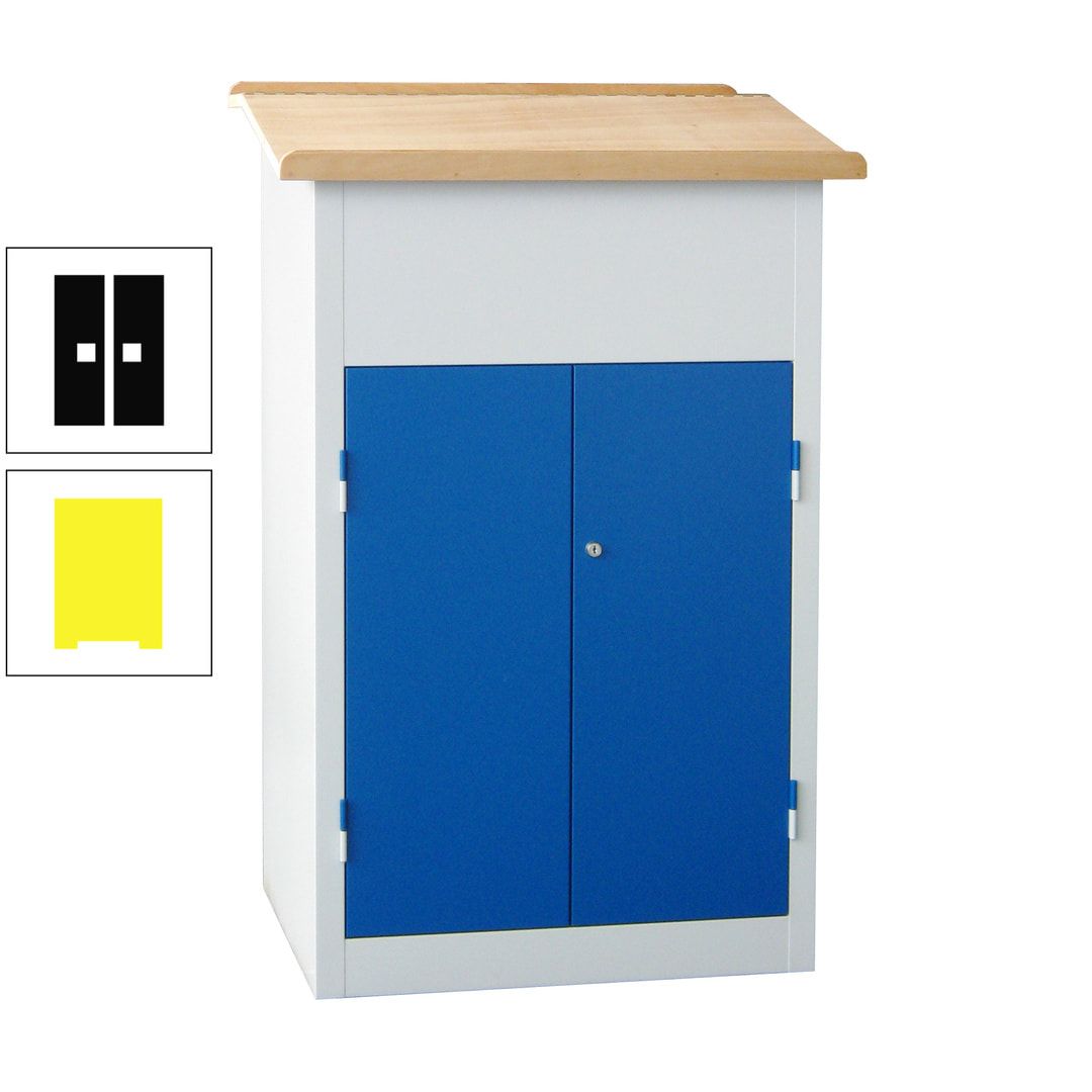 Stehpult mit Schrank - Vollblechtür - Zylinderschloss - 2 Böden - 1.200 x 700 x 600 mm (HxBxT) - anthrazitgrau